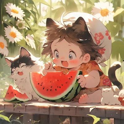 头像男吃瓜动漫,动漫男头下的趣味食瓜时光